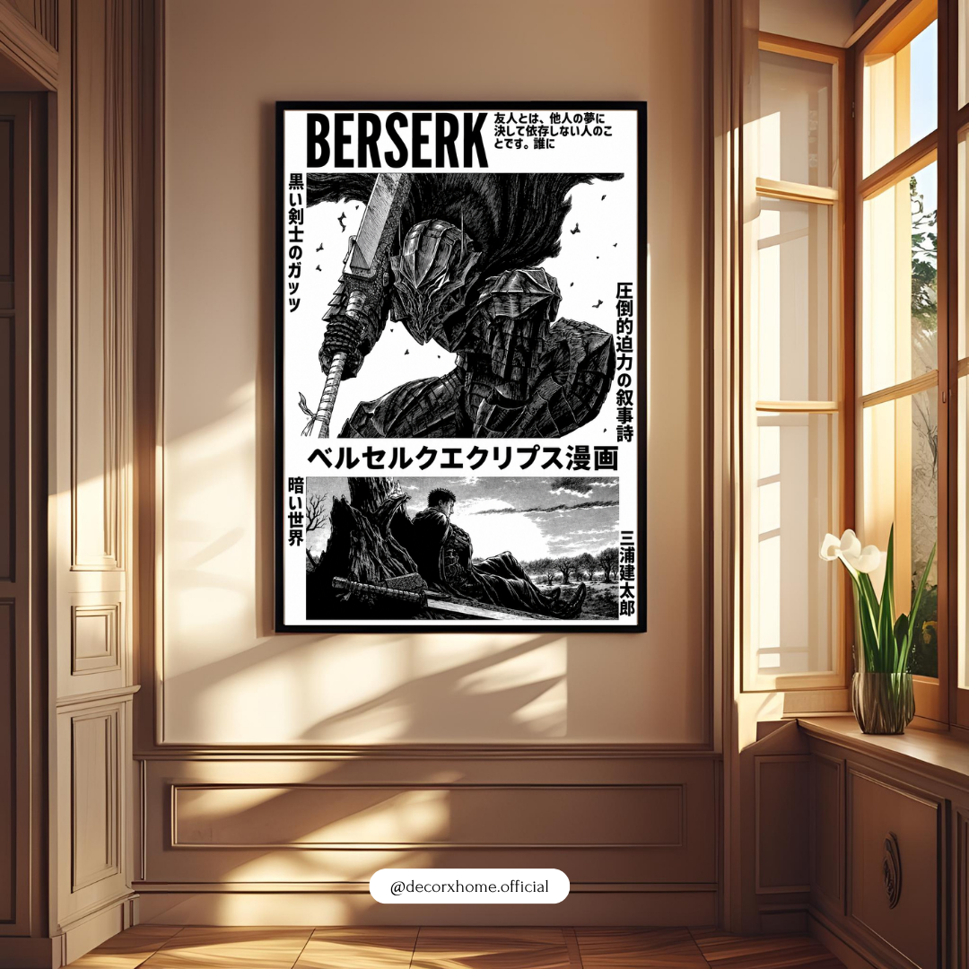 Berserk Black Swordsman Manga Poster | Guts Eclipse Arc Anime Wall Art | Decorxhome