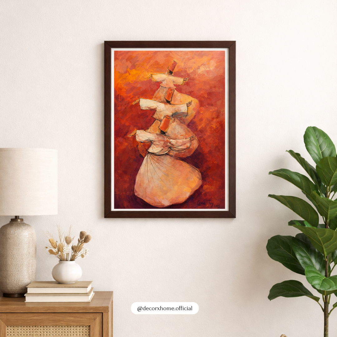 Sufi Whirling Dervish Wall Art Poster | Spiritual Dance Painting | Abstract Sufi Art Print | Decorxhome