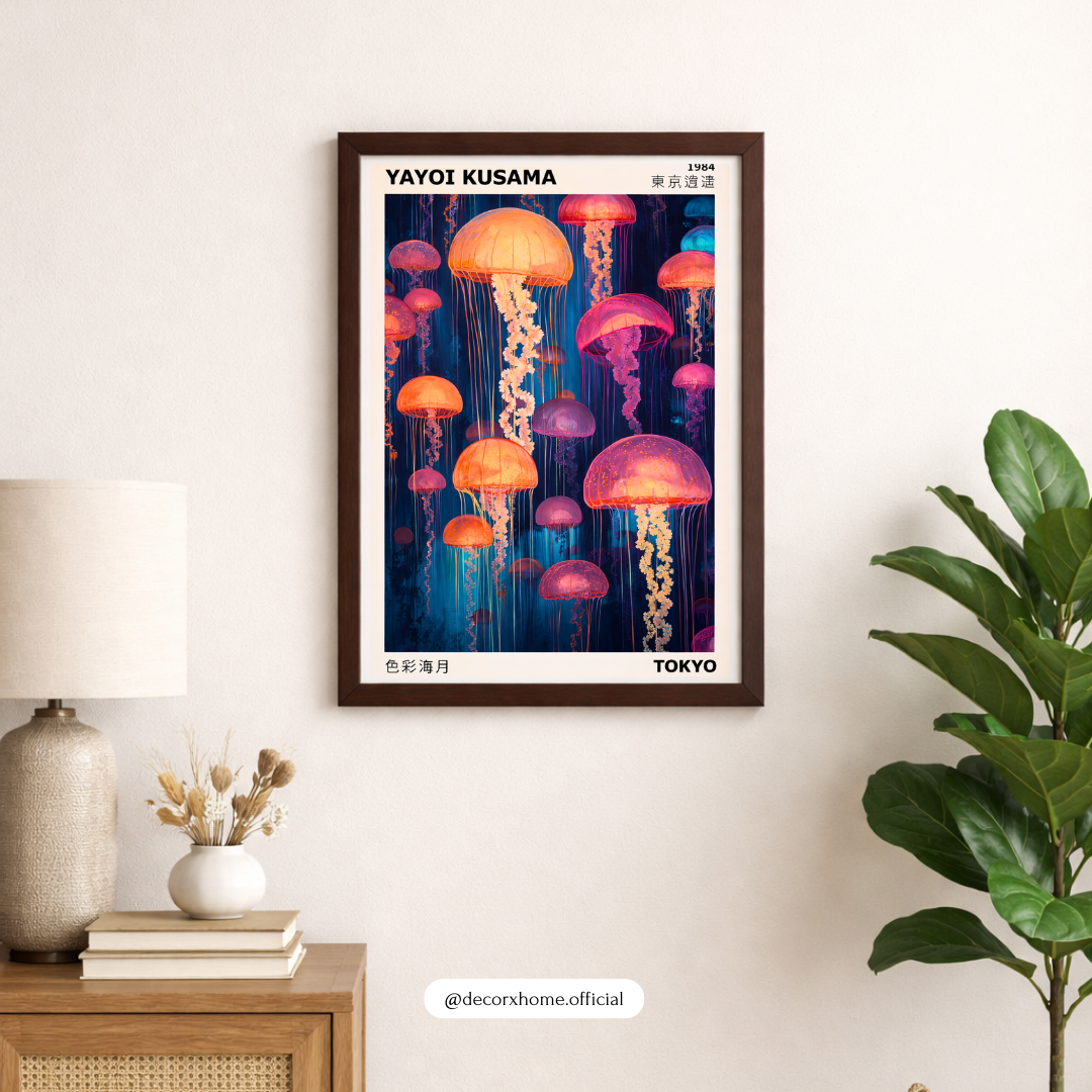 Yayoi Kusama Inspired Jellyfish Poster – Vibrant Tokyo Art Wall Print | Decorxhome