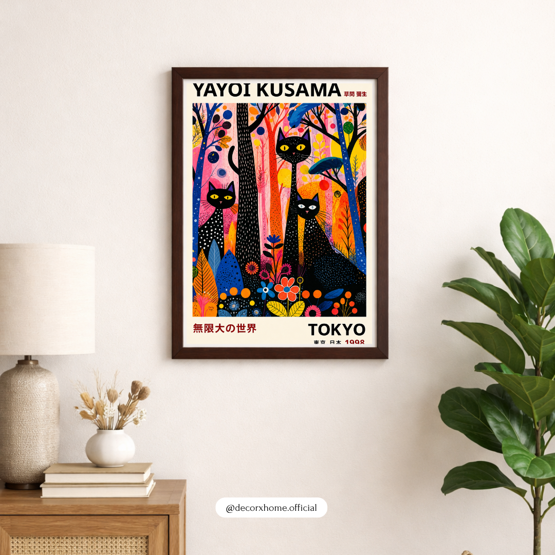 Colorful Cat Forest Wall Art Poster | Whimsical Pop Art Animal Decor