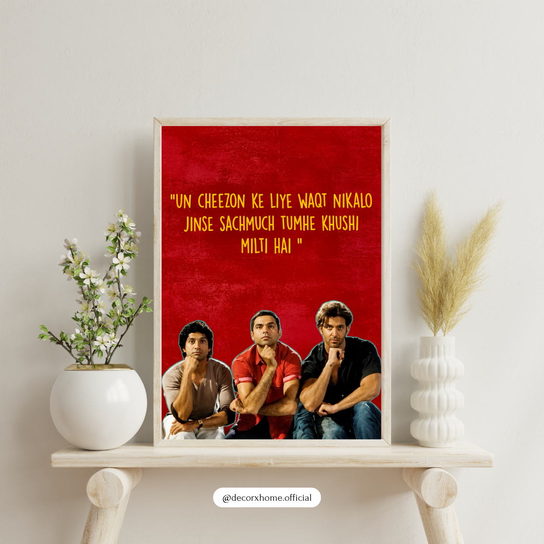 3 Idiots Poster | Bollywood Friendship Quote Wall Art | Indian Movie Artwork | Inspirational Hindi Movie Décor | College & Friendship Wall Art | Decorexhome