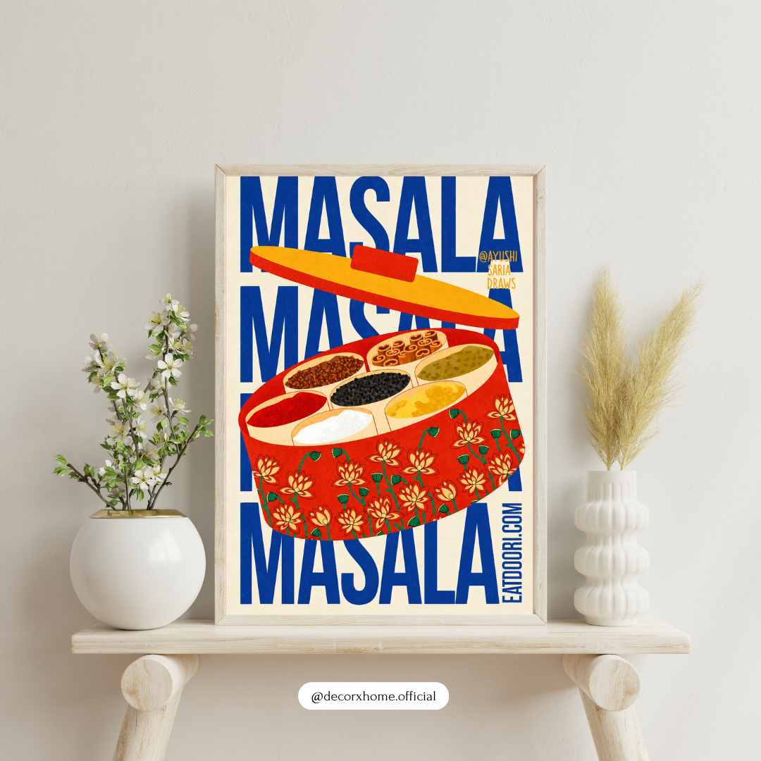 Indian Masala Box Wall Art Poster | Colourful Indian Kitchen Decor | Decorexhome