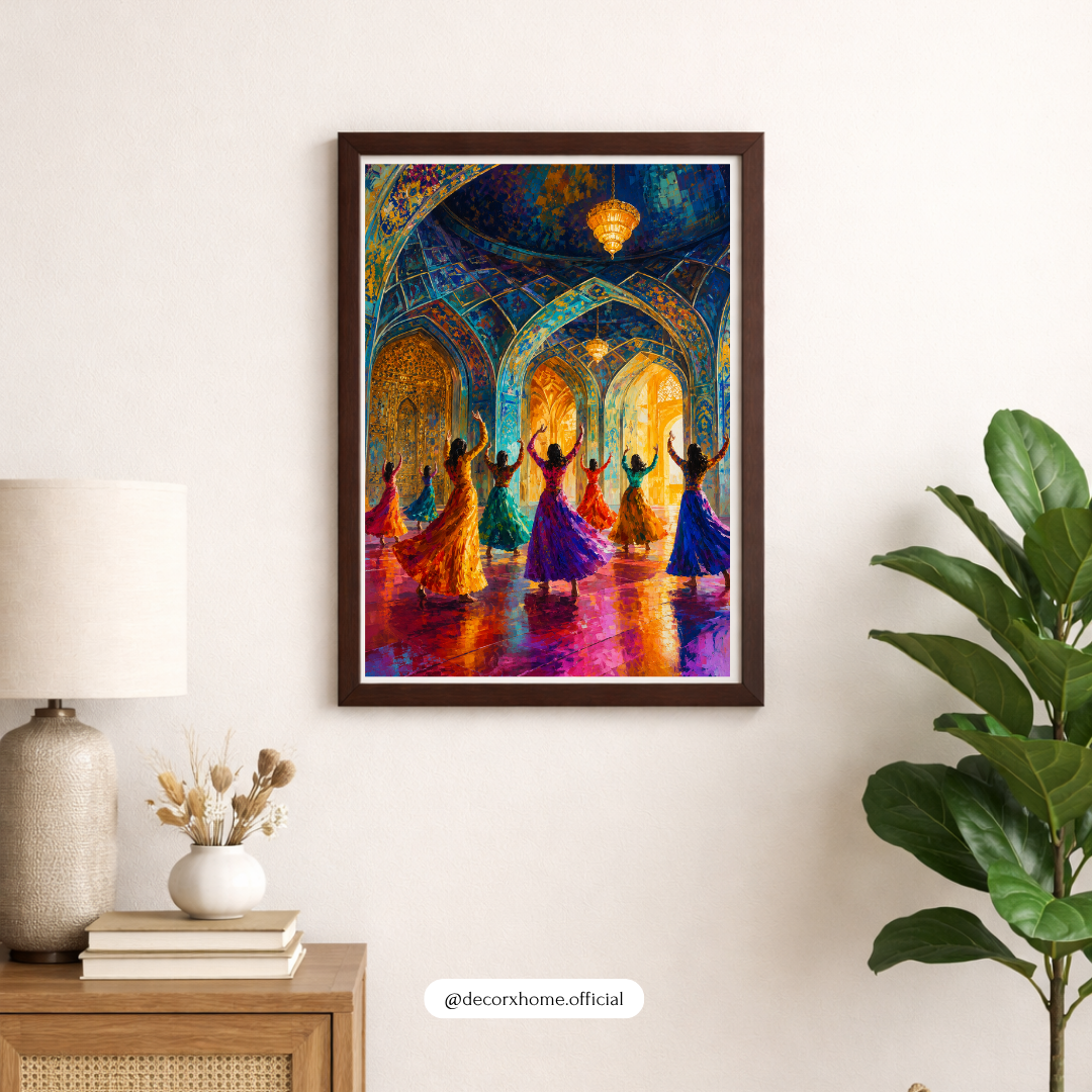 Decorexhome Whirling Dervish Palace Wall Art Poster | Vibrant Sufi Dance Canvas Print | Islamic Boho Home Decor