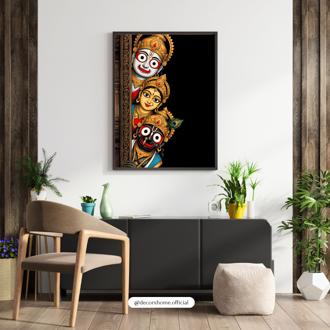 Jagannath Balabhadra Subhadra Divine Poster | Spiritual Hindu Wall Art by DecorxHome