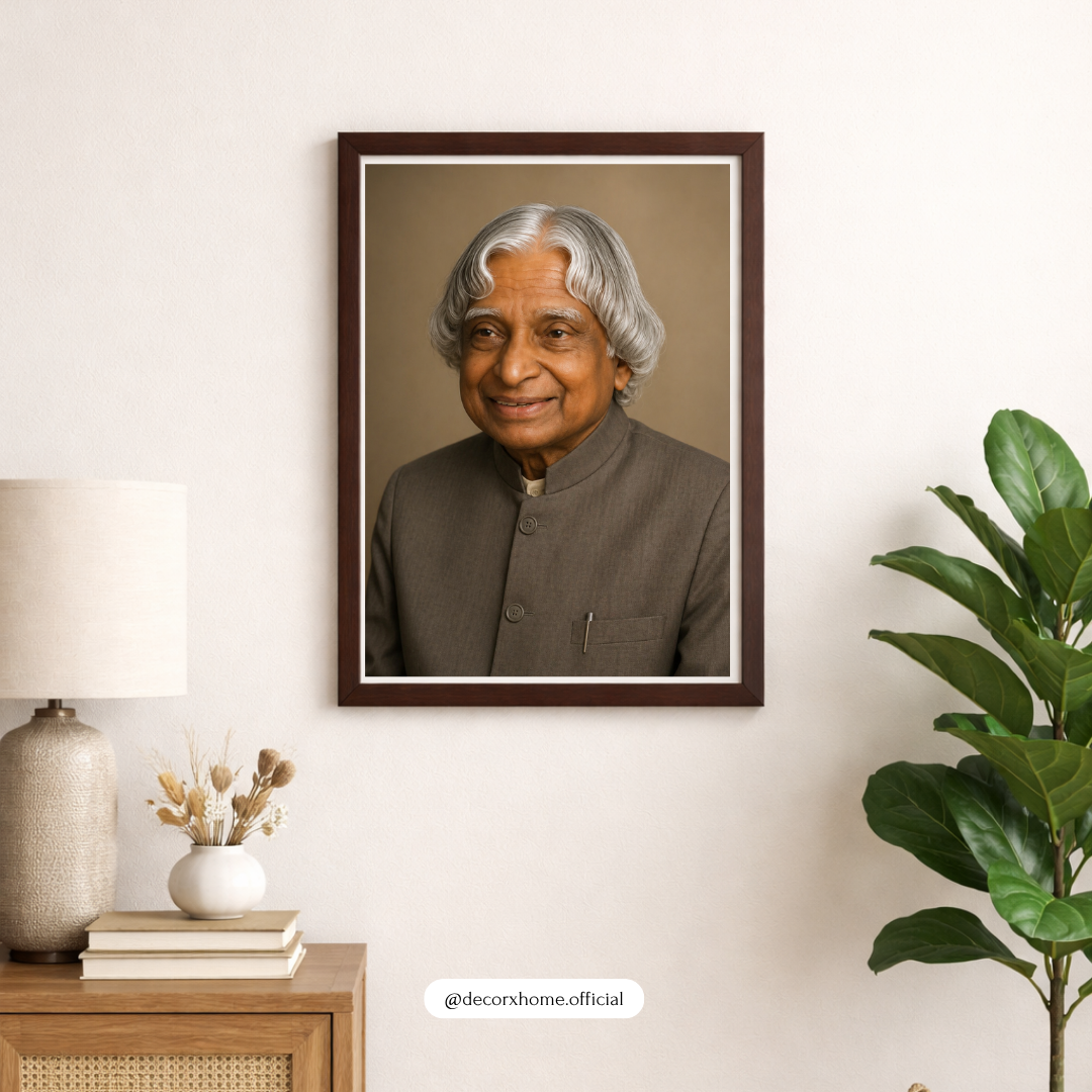 Dr. A.P.J. Abdul Kalam Portrait Wall Art – Inspirational Indian Scientist & Former President Poster | Motivational Leader Artwork for Home, Office & Study | Decorxhome