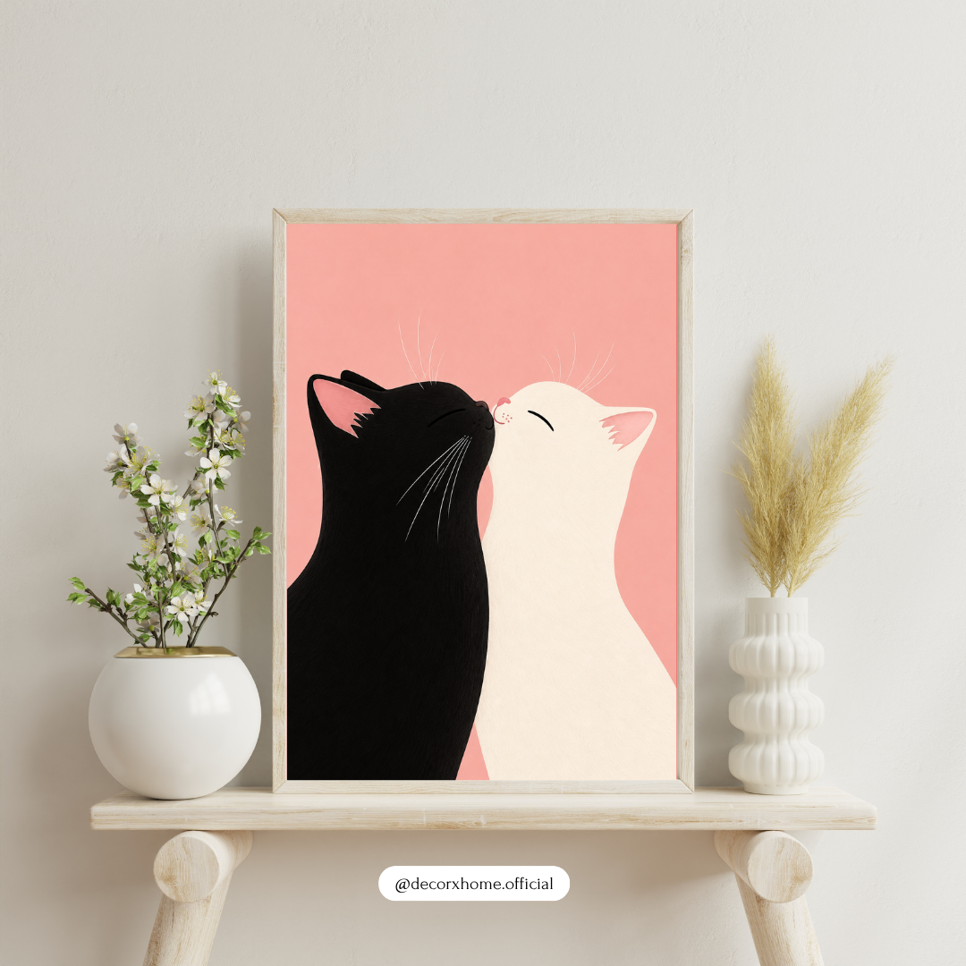 Decorxhome – Minimalist Love Cats Wall Art Poster