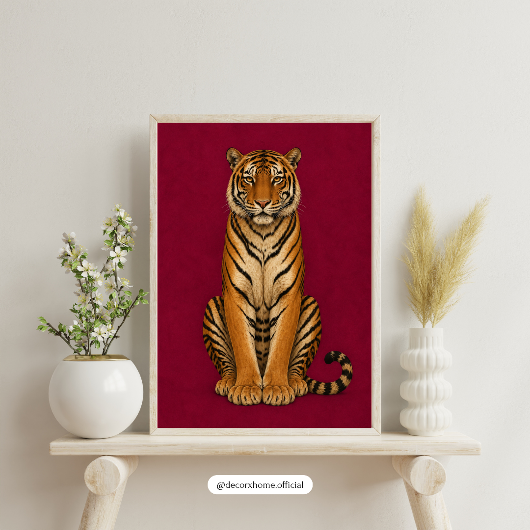Royal Tiger Wall Art | Majestic Tiger Animal Poster | Luxury Wildlife Artwork | Modern Nature Wall Décor | Decorxho