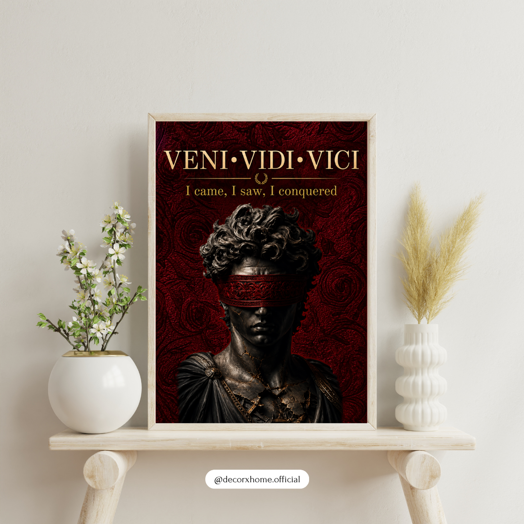 Veni Vidi Vici – I Came, I Saw, I Conquered | Roman Warrior Motivational Wall Poster | Decorexhome