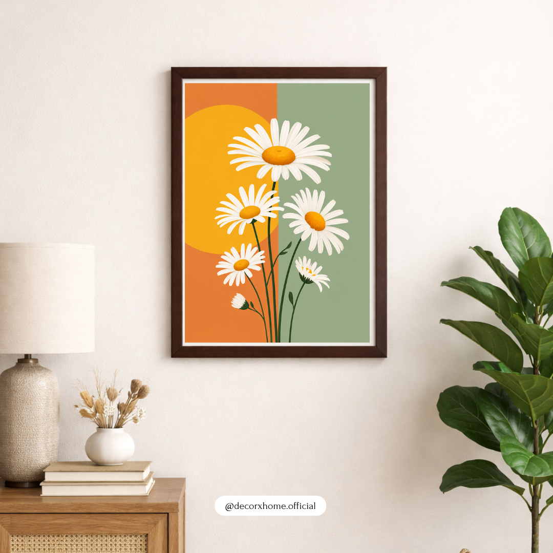 Minimal Daisy Bloom – Modern Floral Aesthetic Wall Art Poster | DecorxHome