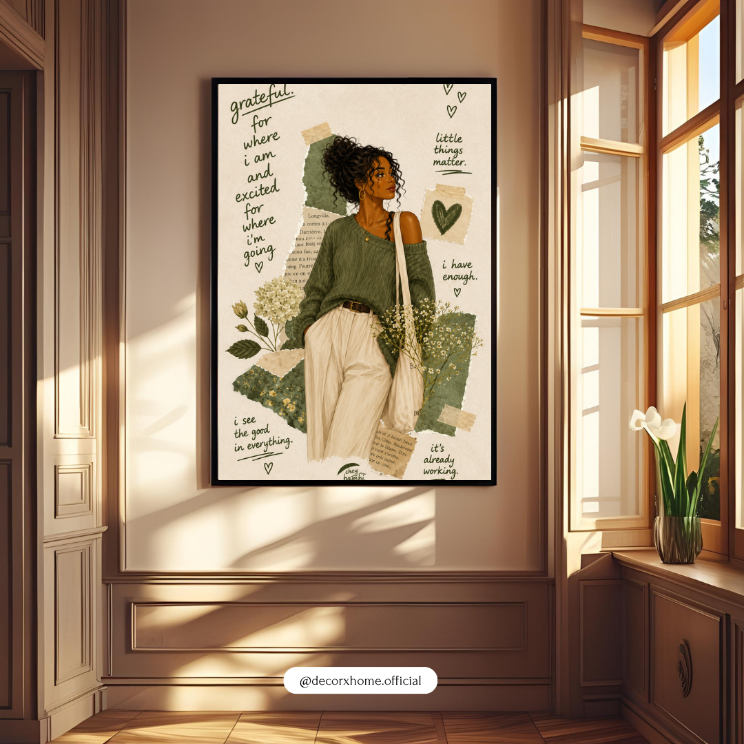 Gratitude & Growth Affirmation Poster – Inspirational Self-Love Wall Art