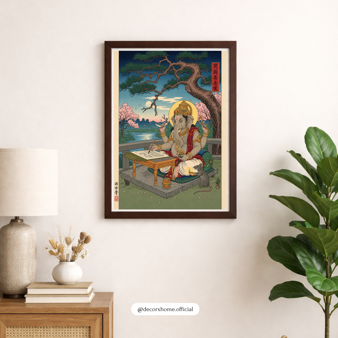 Lord Ganesha Traditional Art Wall Poster | Spiritual Indian Heritage Decor