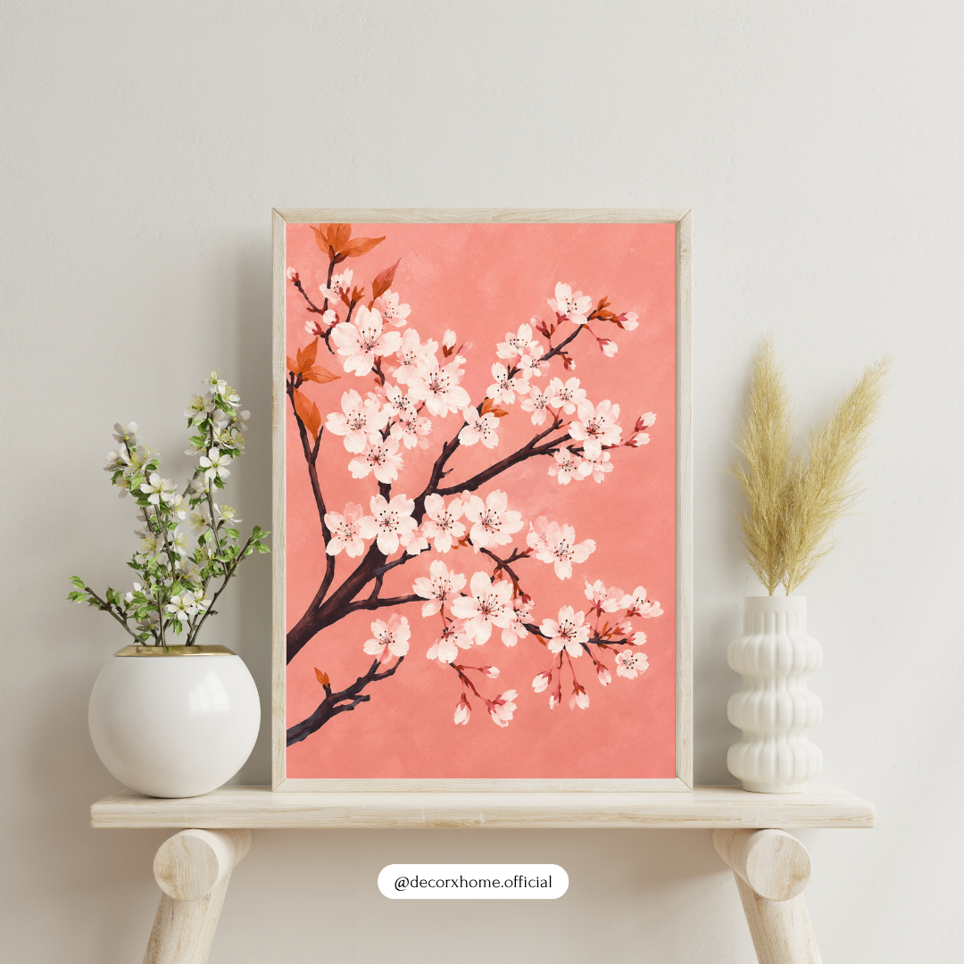 Decorxhome – Sakura Blossom Pink Floral Wall Art Poster