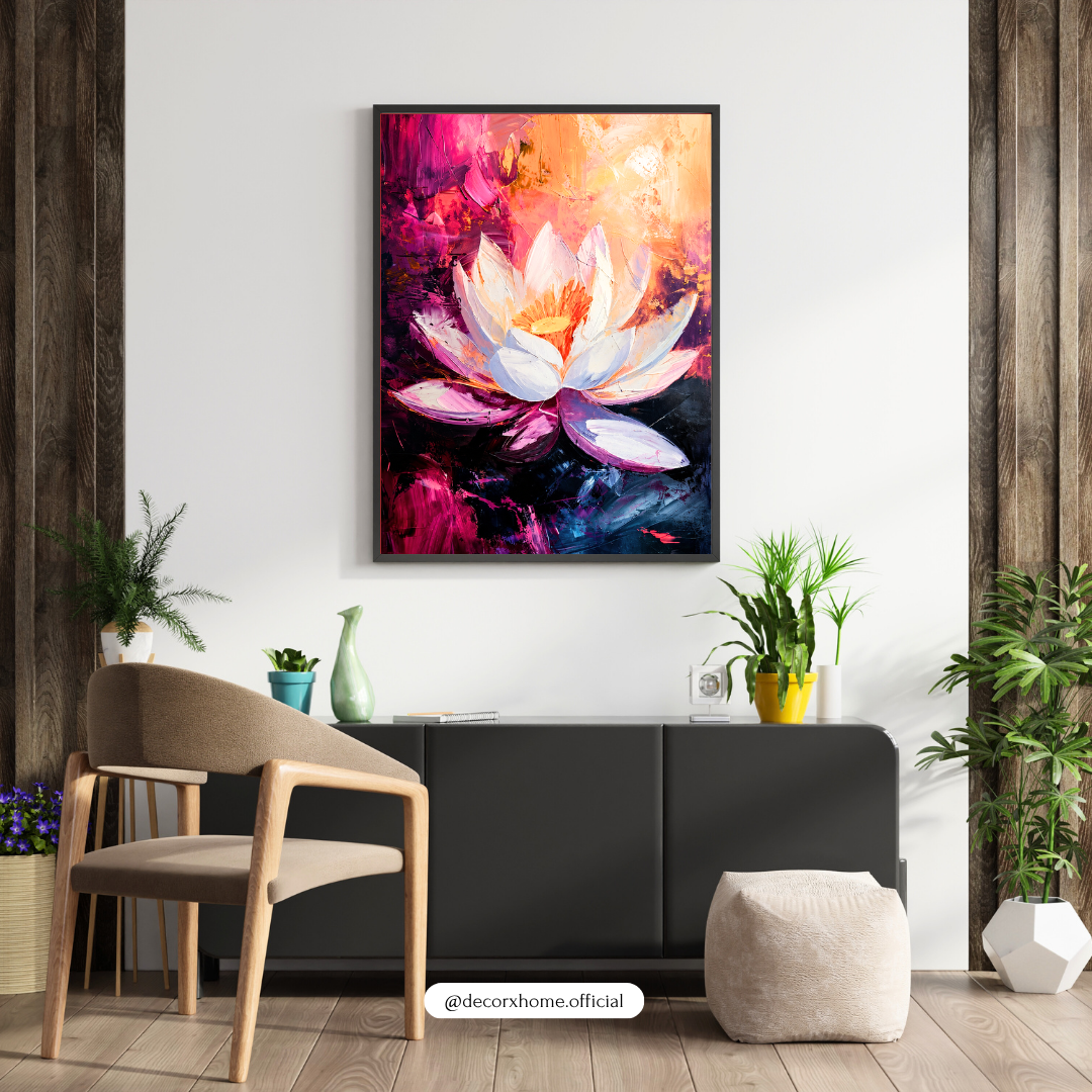 Abstract Lotus Bloom Poster | Vibrant Floral Wall Art | Modern Botanical Decor by DecorxHome