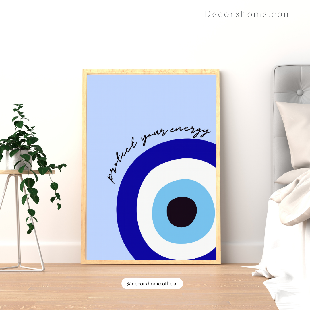 Protect Your Energy Evil Eye Poster – Minimal Spiritual Wall Art
