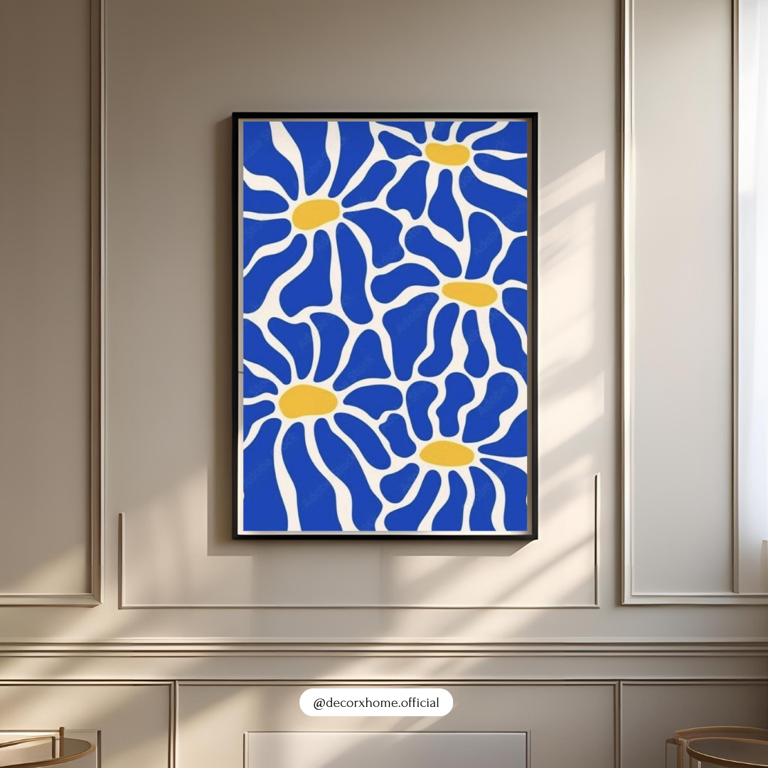 Blue Bloom Harmony – Abstract Floral Pattern Wall Poster