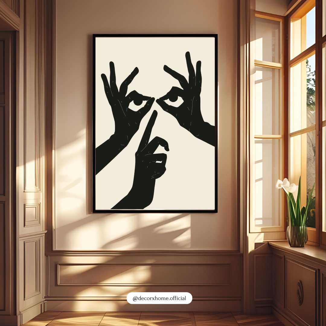 Abstract Hand Silhouette Art – Minimal Black & White Wall Poster by Decorxhome