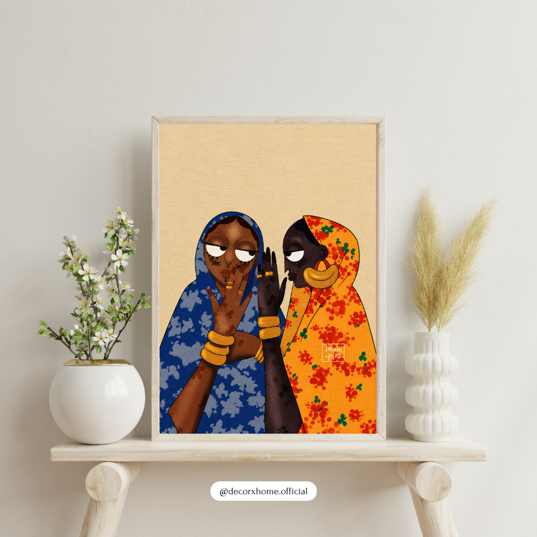 African Women Friendship Wall Art Poster – Colorful Cultural Illustration | Decorxhome