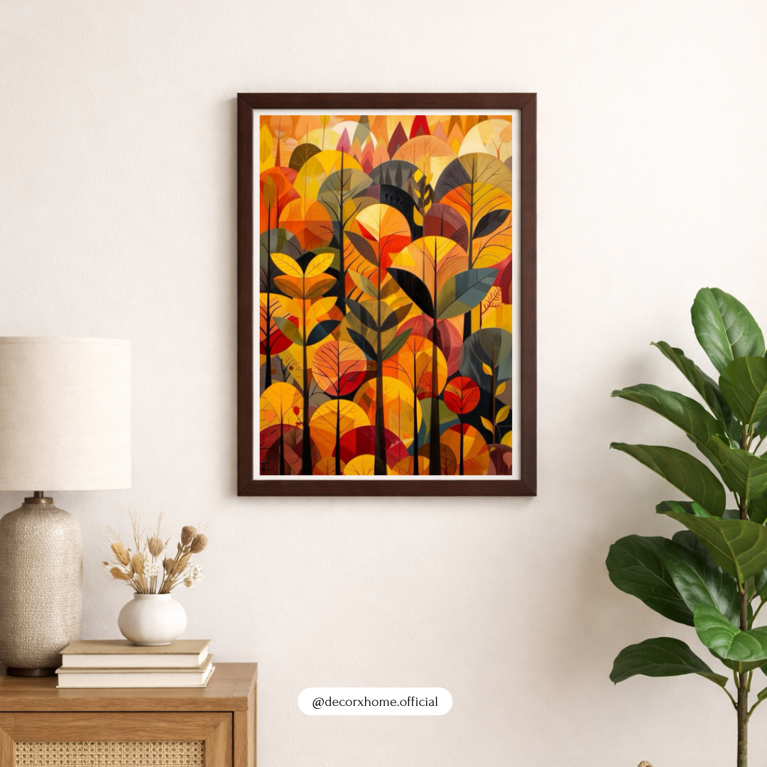 Autumn Forest Abstract Wall Art Poster – Modern Botanical Nature Illustration | Decorxhome