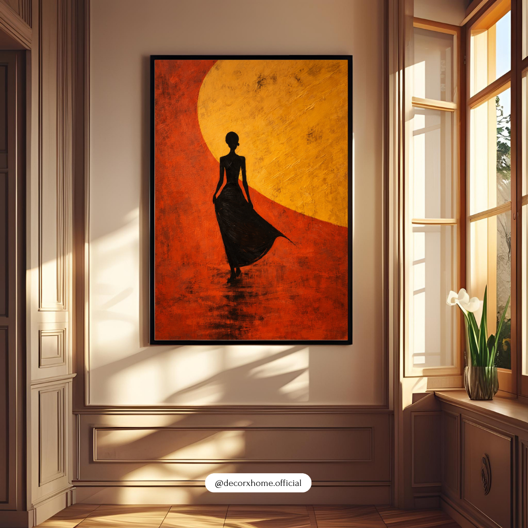 Silhouette Woman at Sunset Wall Art Poster – Modern Artistic Home Décor by Decorxhome