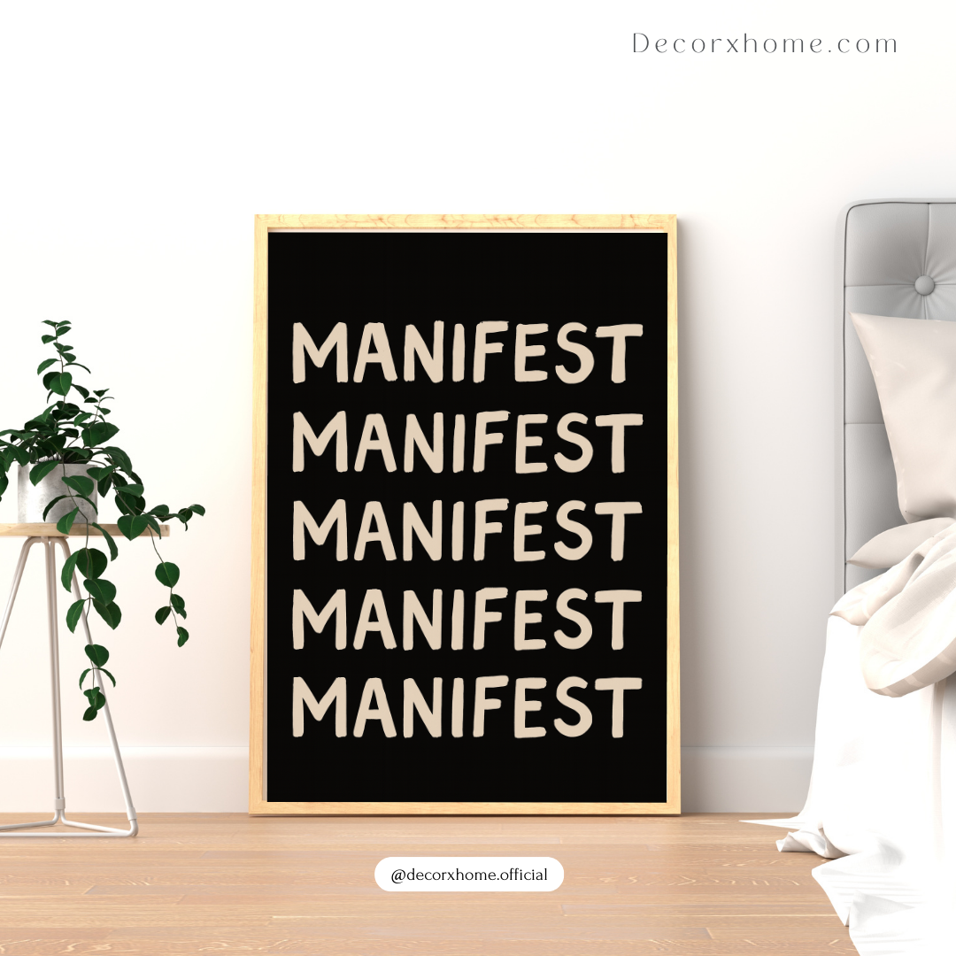 Manifest Repeated Typography Poster – Minimal Motivational Wall Art