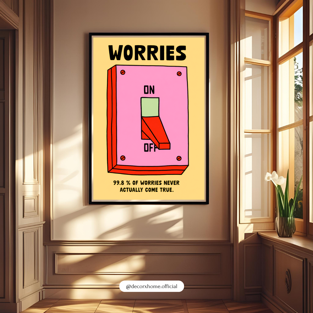 Worries Off Motivational Poster | Positive Mindset Typography Wall Art by DecorxHome