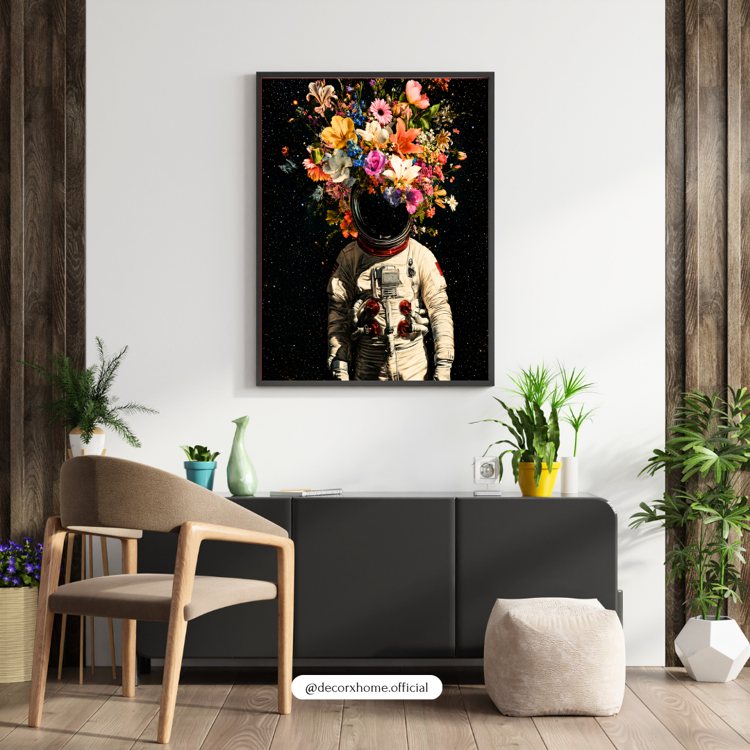 Floral Astronaut Poster | Surreal Space & Botanical Wall Art by DecorxHome