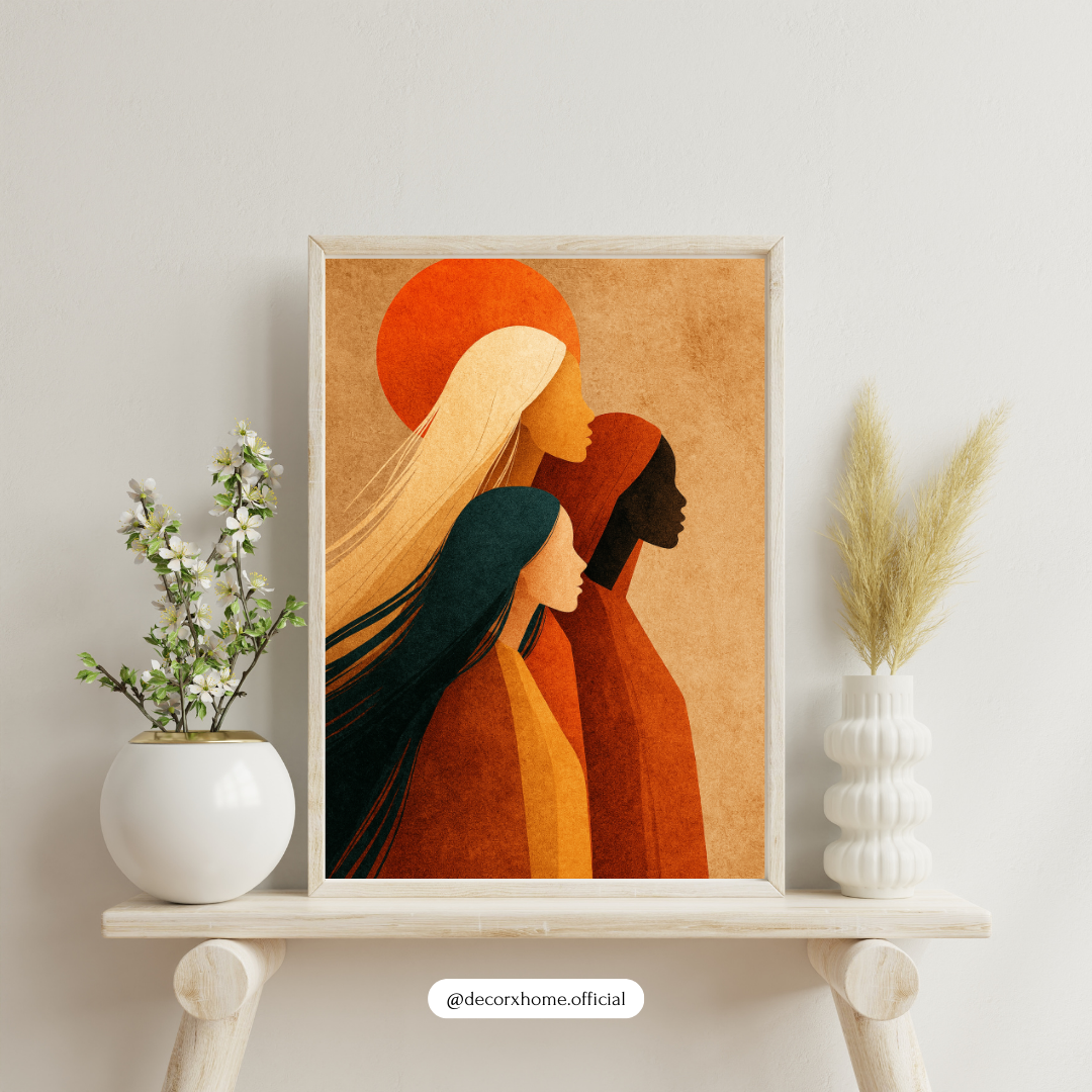 Sisterhood Abstract Art Poster – Women Empowerment Minimal Wall Decor