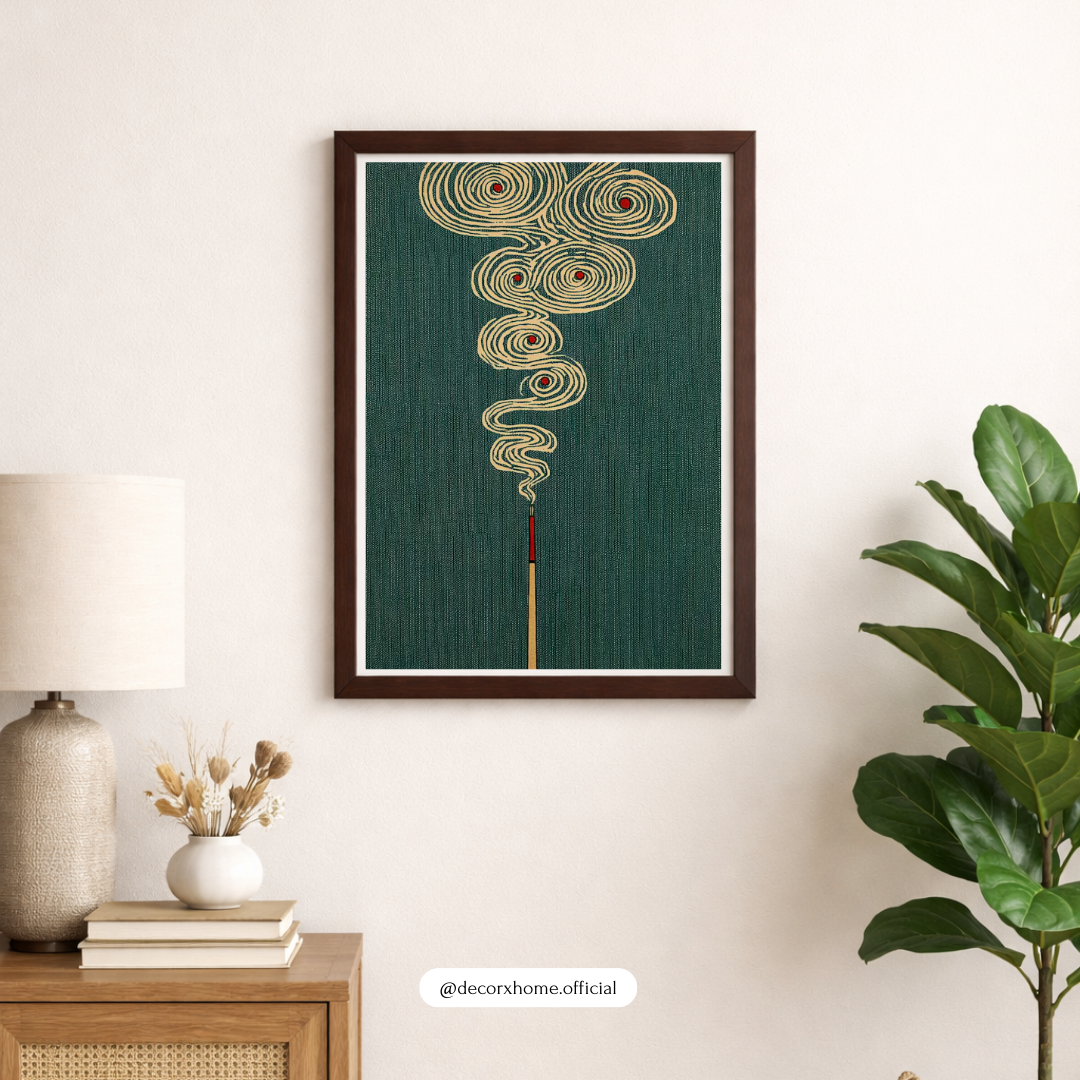 Abstract Incense Smoke Art Poster – Zen Minimalist Meditation Wall Art | Decorxhome