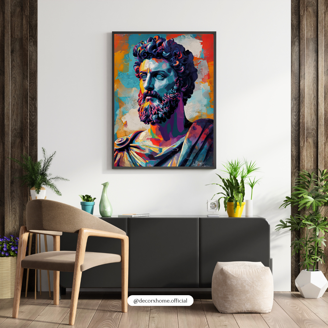 Marcus Aurelius Pop Art Poster – Colorful Stoic Philosophy Wall Art by Decorxhome