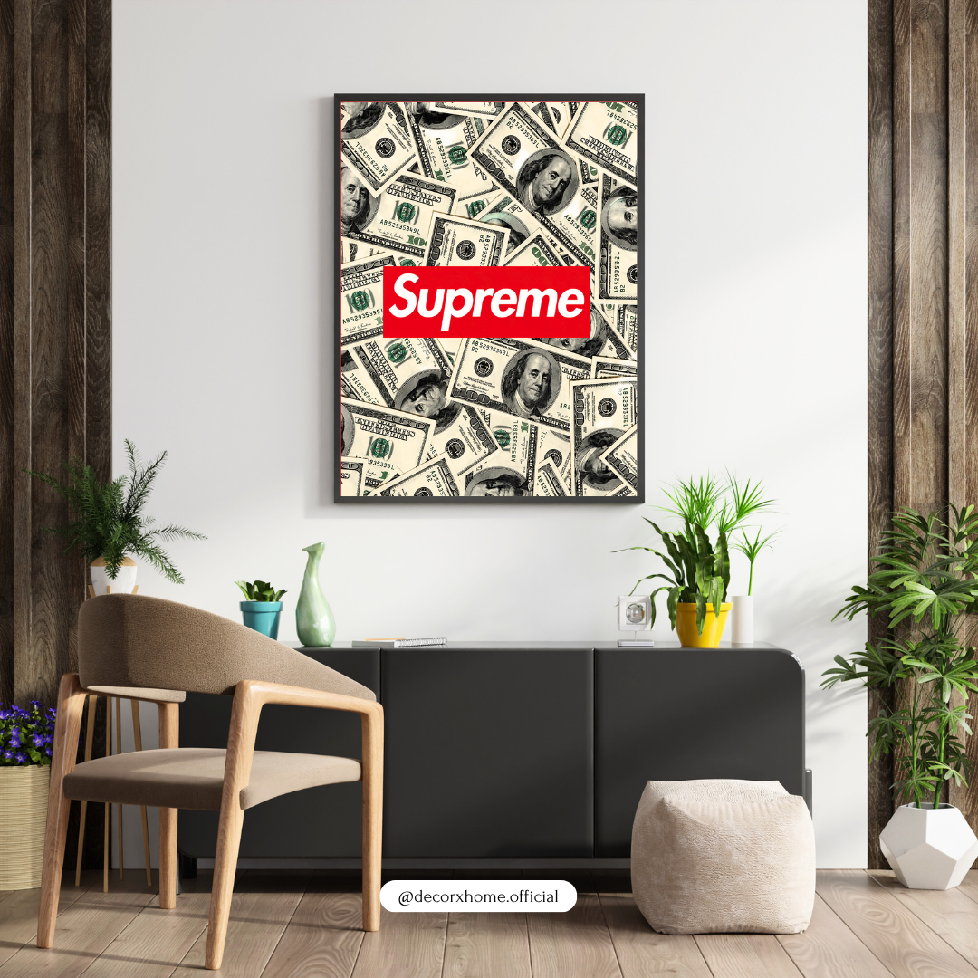 Supreme Money Wall Poster | Luxury Streetwear Aesthetic Wall Art by DecorxHome