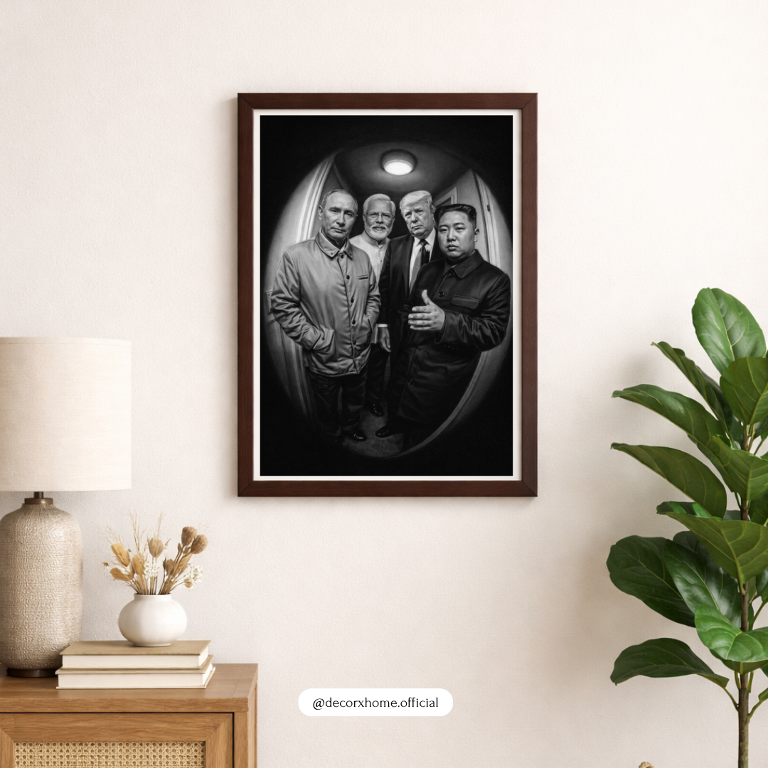 Iconic Leaders Monochrome Portrait Poster | Black & White Statement Wall Art | Decorxhome