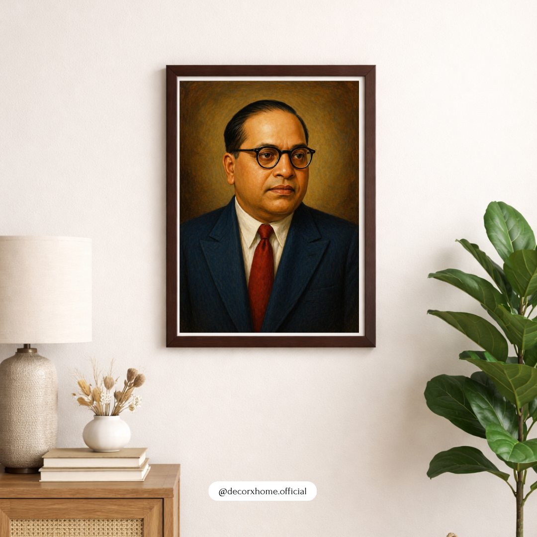 Dr. B. R. Ambedkar Portrait Wall Art with Frame – Classic Indian Leader Poster for Home, Office & Study