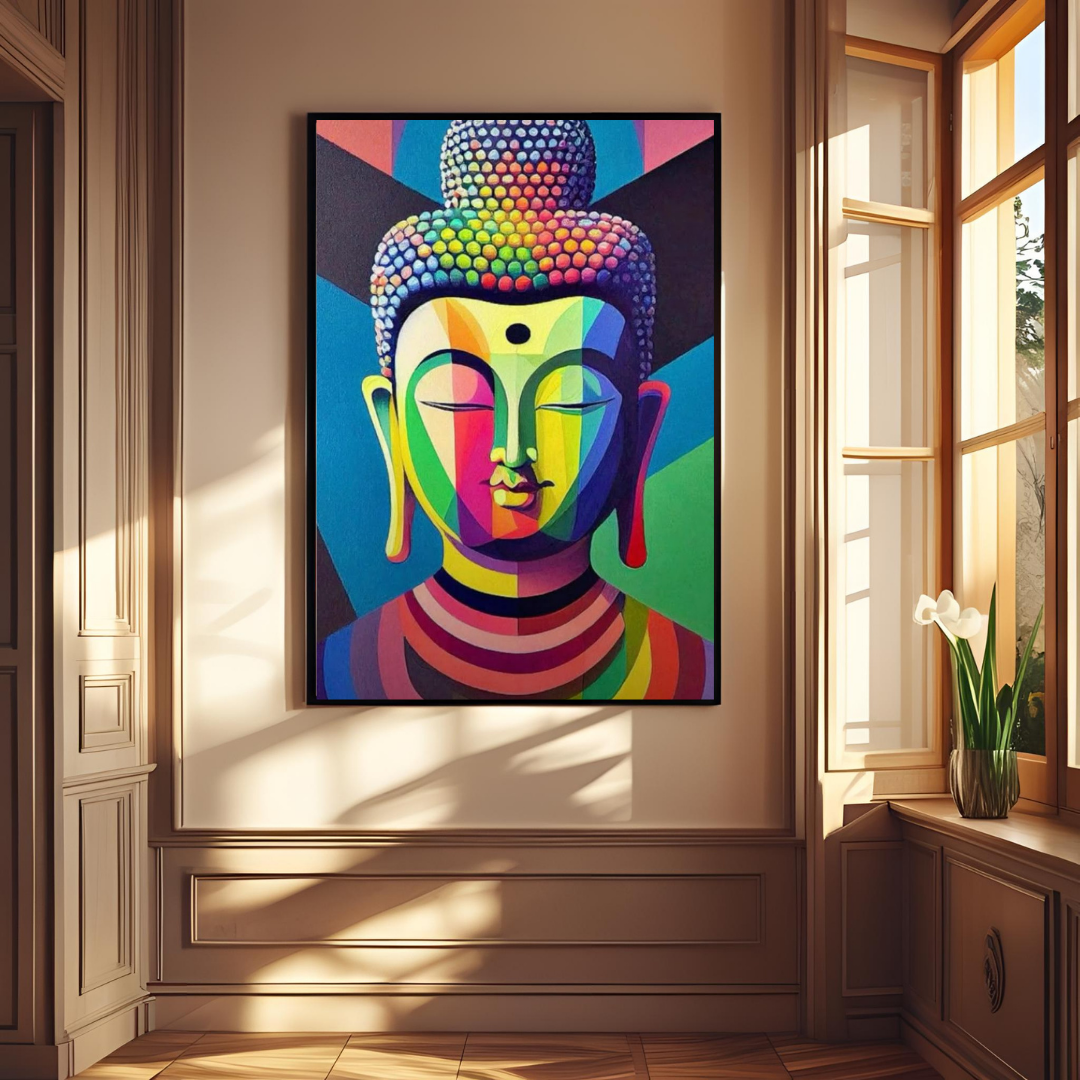 Radiant Serenity – Colorful Buddha Spiritual Wall Poster 🕉️✨