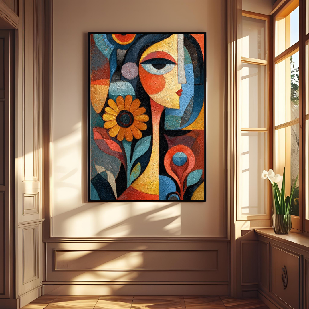 Floral Muse – Framed Modern Art Print for Home & Office Wall Decor