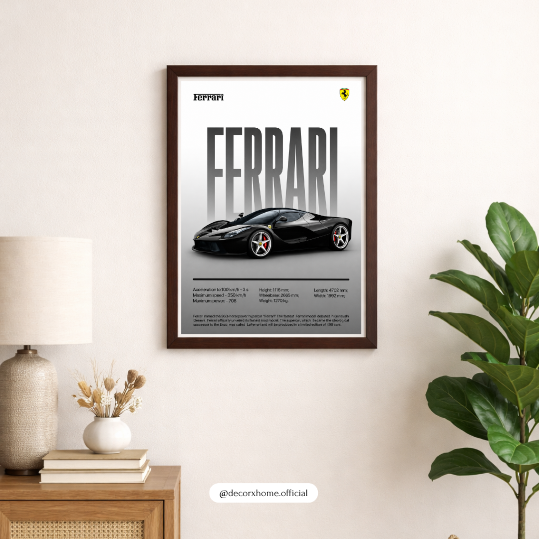 Ferrari Supercar Blueprint Wall Art Poster | Luxury Automotive Performance Decor