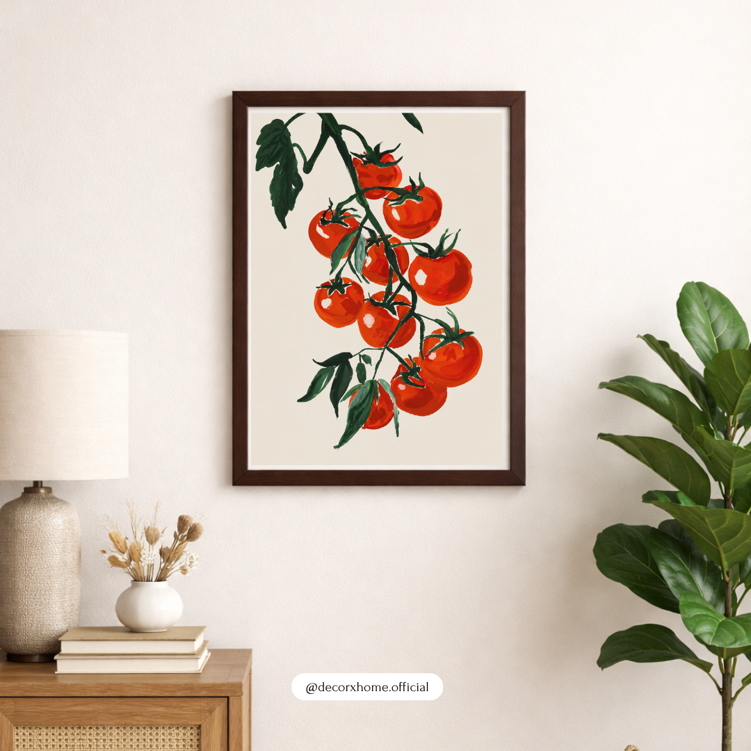 Tomato Vine Illustration – Modern Botanical Kitchen Wall Art Poster | DecorxHome