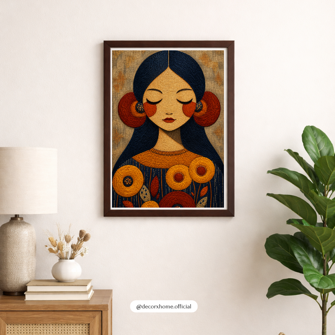 Boho Floral Woman Portrait Wall Art Poster | Modern Abstract Feminine Artwork | Aesthetic Bohemian Print | Decorexhome
