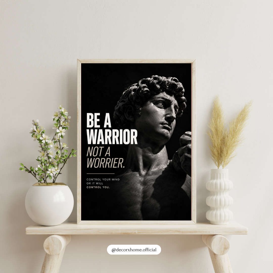 Be a Warrior, Not a Worrier – David Statue Motivational Wall Poster | Decorexhome