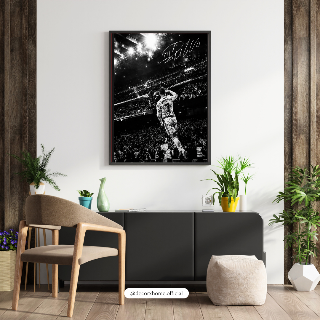 Cristiano Ronaldo Stadium Glory Black & White Wall Art Poster | DecorexHome