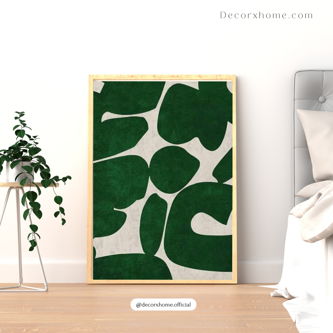 Green Organic Shapes Abstract Poster – Modern Minimal Wall Art