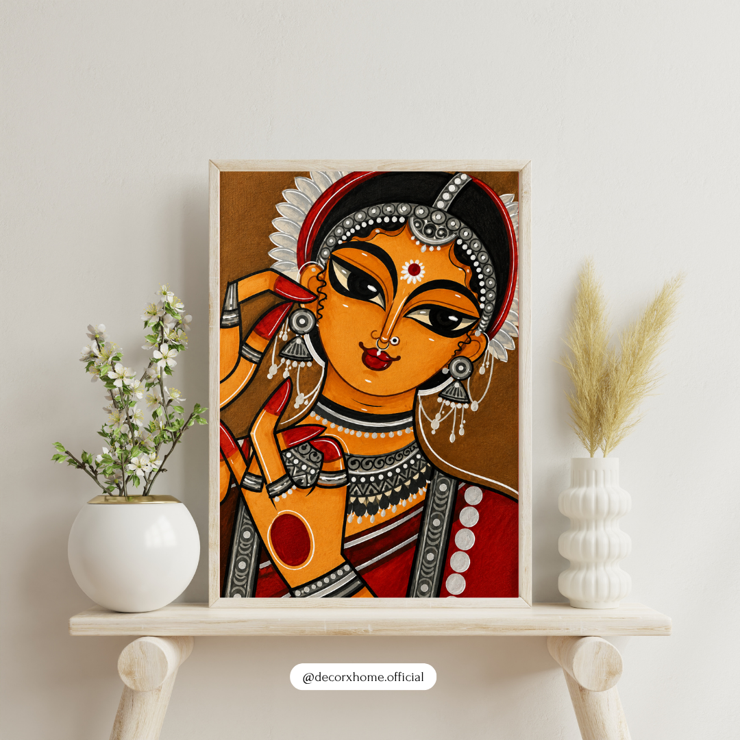 Madhubani Folk Art Woman Poster – Traditional Indian Art Wall Decor | Decorxhome