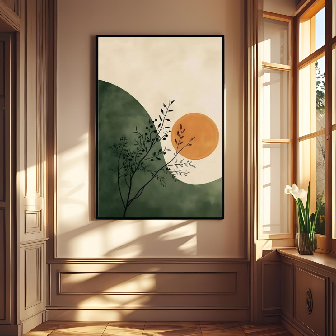 Boho Botanical Balance – Framed Wall Art Print for Living Room, Bedroom &amp; Office Decor
