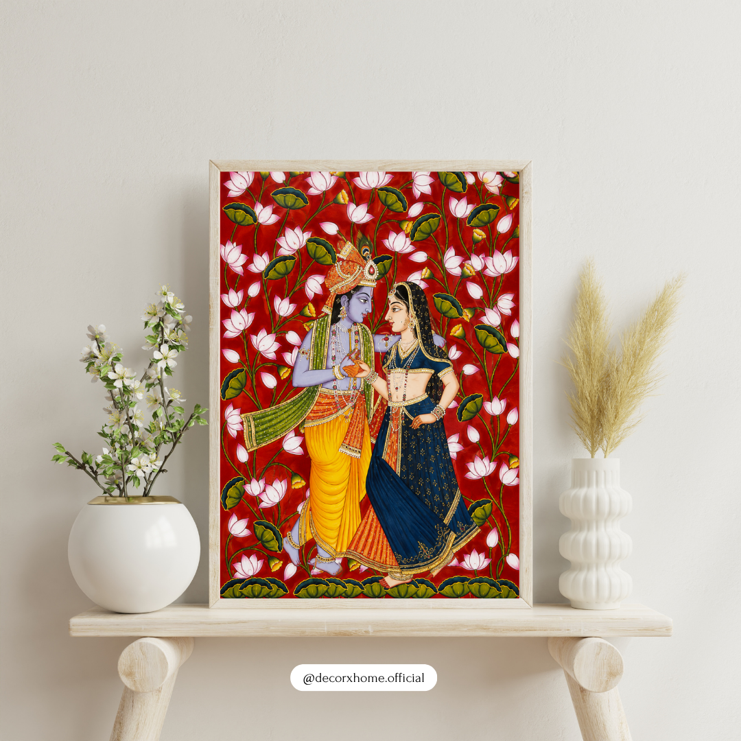 Radha Krishna Traditional Wall Art – Divine Love Indian Artwork