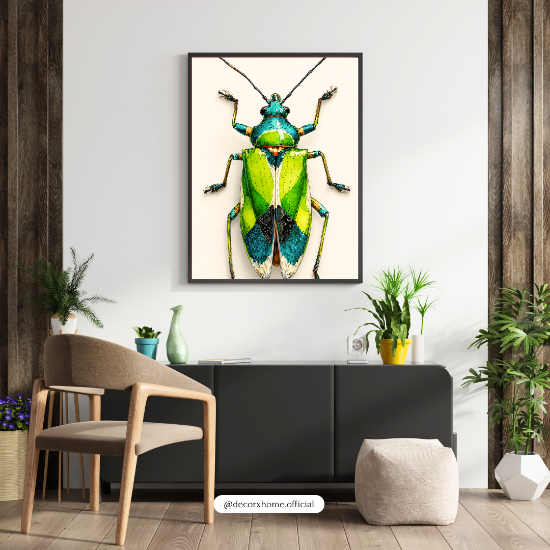 Vibrant Jewel Beetle Poster | Colorful Insect Illustration Wall Art by DecorxHome