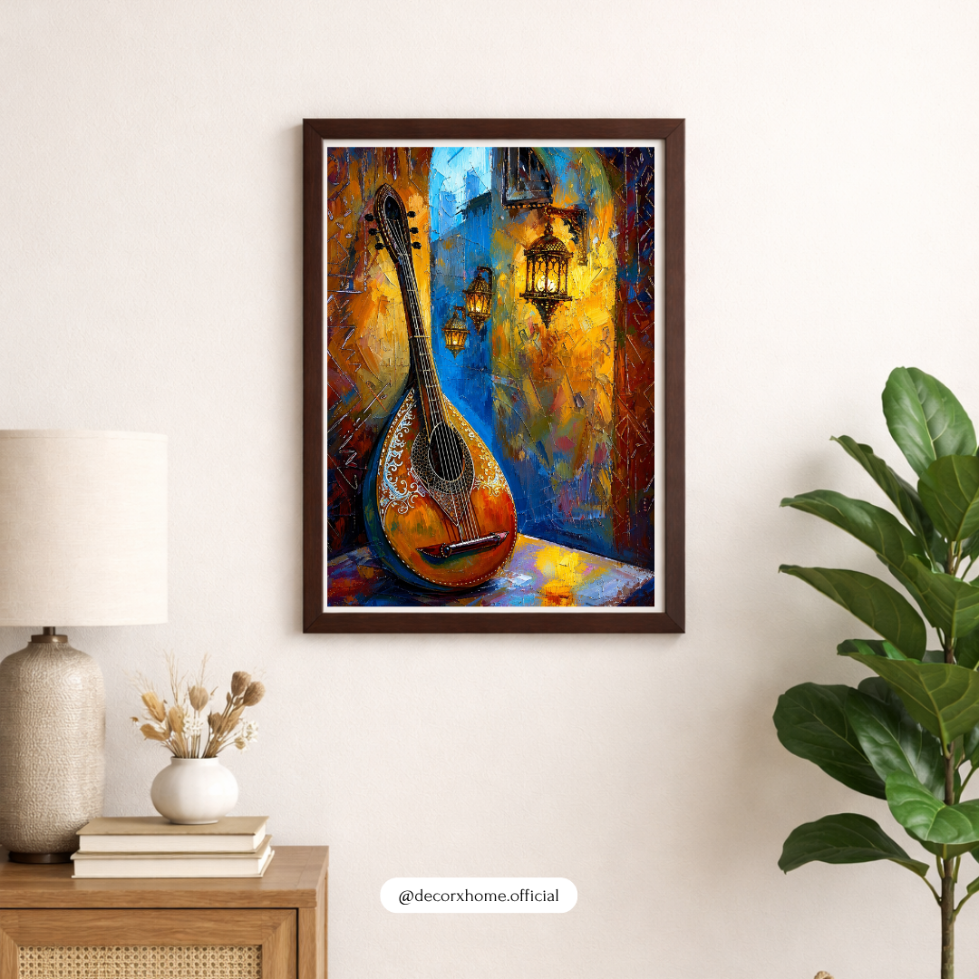Decorexhome Vibrant Oud Melody Wall Art Poster | Abstract Musical Instrument Canvas Print | Artistic Boho Home Decor