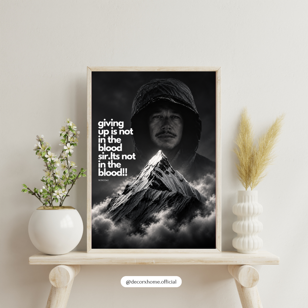 Giving Up Is Not in the Blood – Inspirational Warrior Mountain Wall Poster | Decorexhome