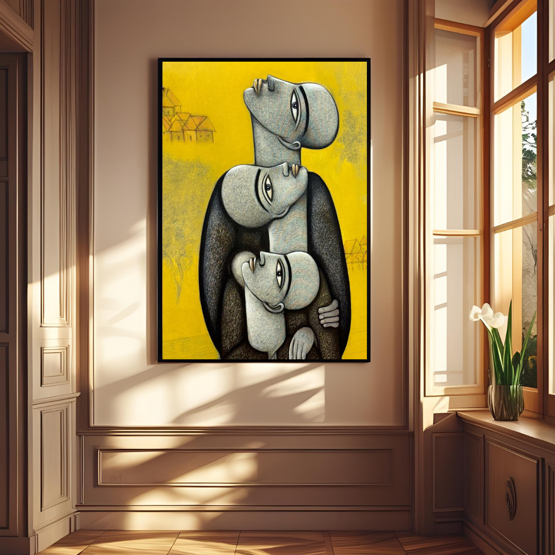 Embrace of Souls – Framed Modern Art Print for Home & Office Decor
