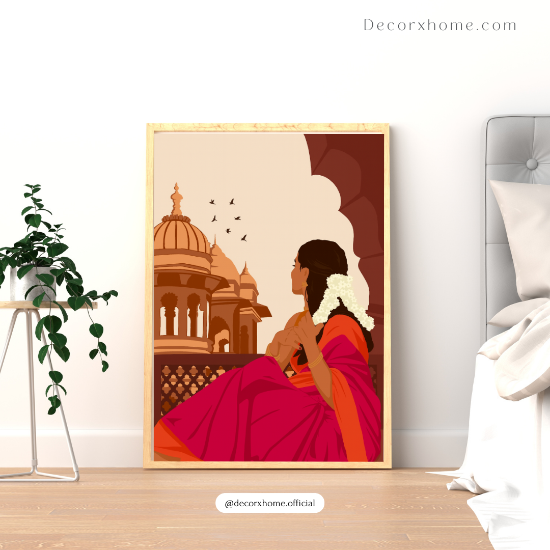 Golden Retro Floral Poster – Vintage-Inspired Aesthetic Wall Art