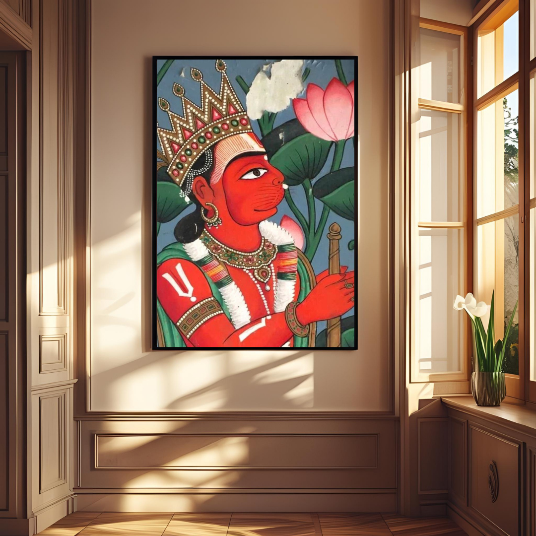 Divine Strength – Lord Hanuman Spiritual Wall Poster 🕉️🔥