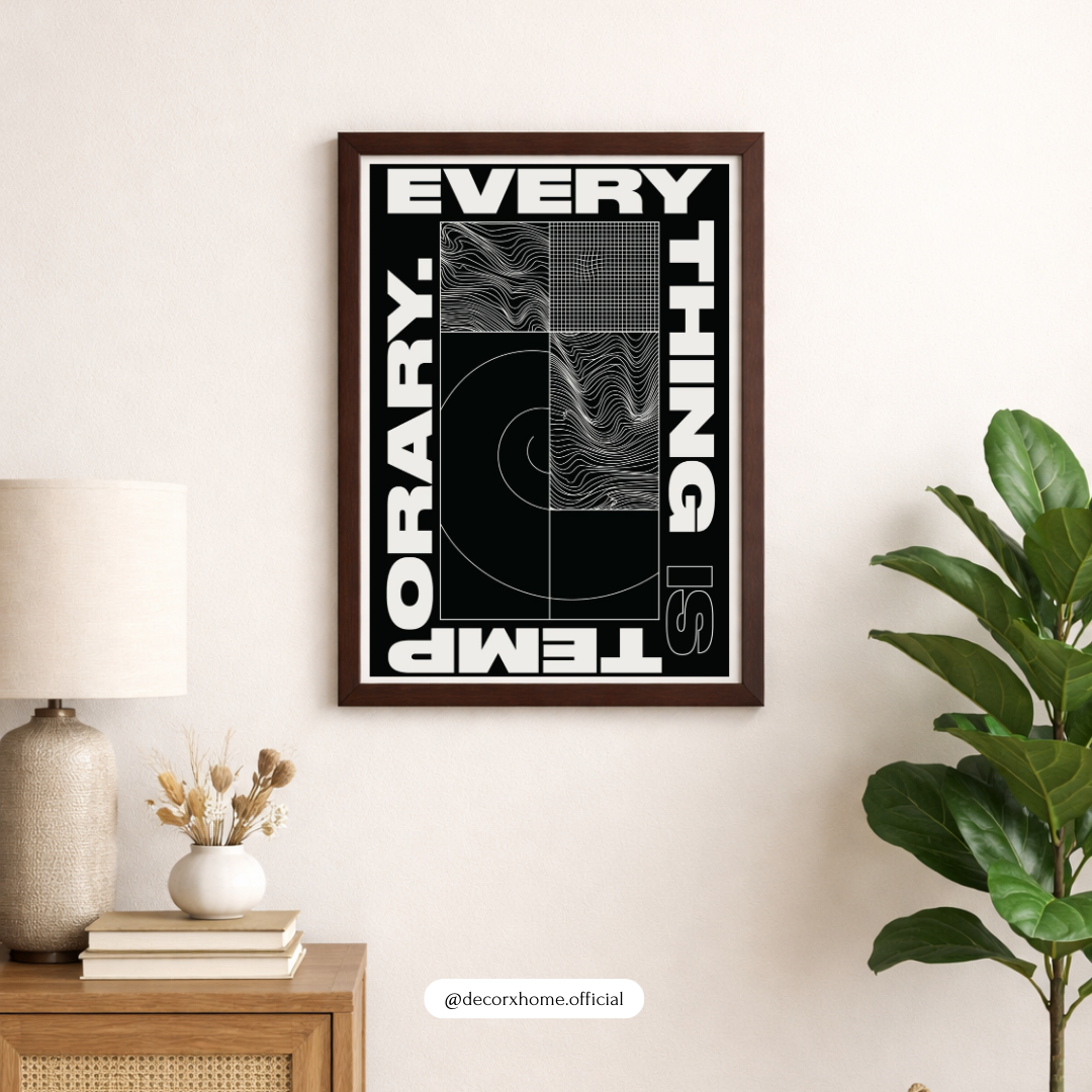 Temporary Everything Typography Wall Art Poster – Modern Minimalist Abstract Design | Decorxhome